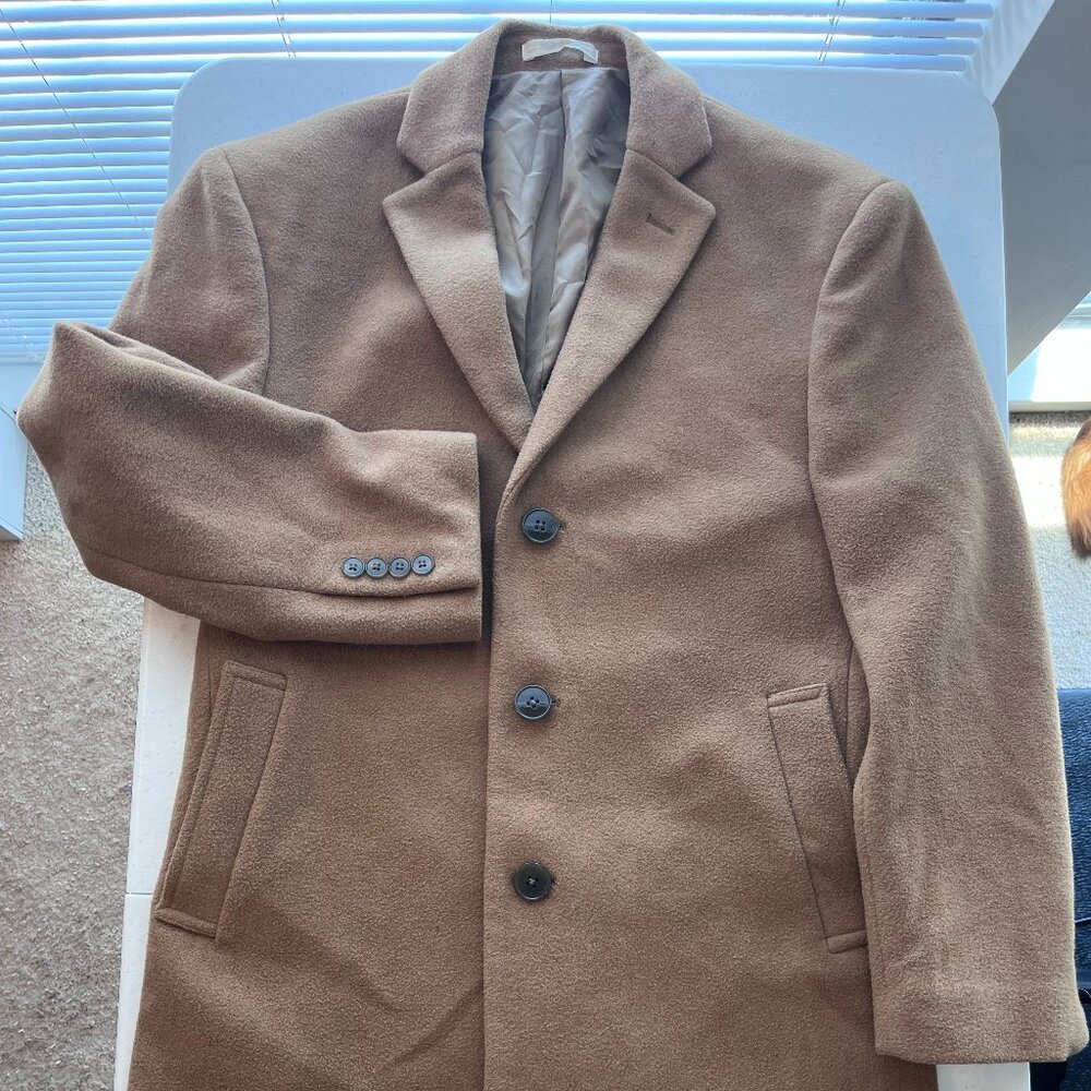 Calvin Klein Men's Tan Wool Coat Size Small